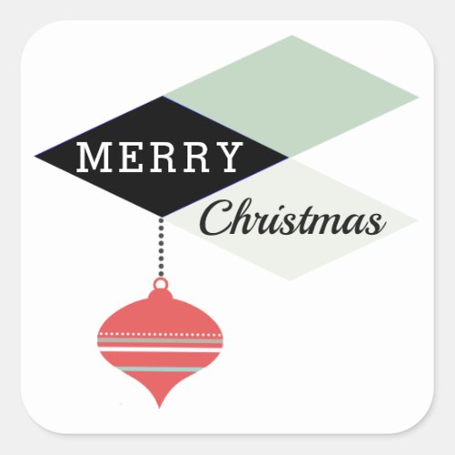 Retro Chic Geometric Merry Christmas Square Sticker