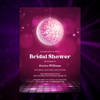 Retro Chic Glam Pink Disco Ball Bridal Shower