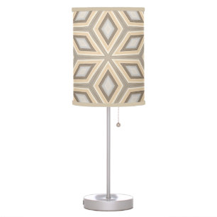 Retro Chic Gray Beige Taupe Brown Mandala Pattern Table Lamp