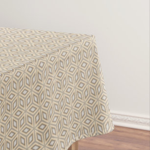 Retro Chic Gray Beige Taupe Brown Mandala Pattern Tablecloth