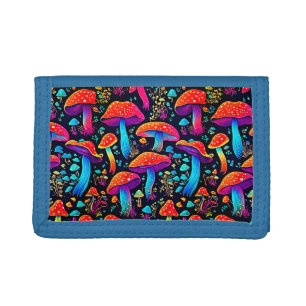 Retro Chic: Groovy Mushrooms Pattern Trifold Wallet