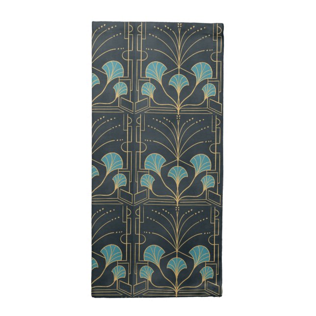 Retro chic Hand drawn Art Deco Fountain Tile Cloth Napkin (Half Fold)