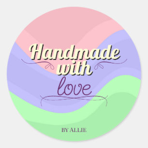 Retro Chic Handmade with Love Personalized Sticker