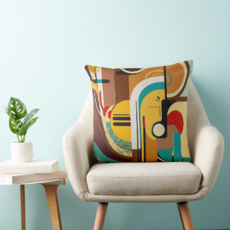 Retro Chic | Mid-Century Abstract Art Throw Pillow