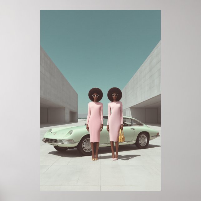Retro Chic Minimalist Twins Poster (Front)