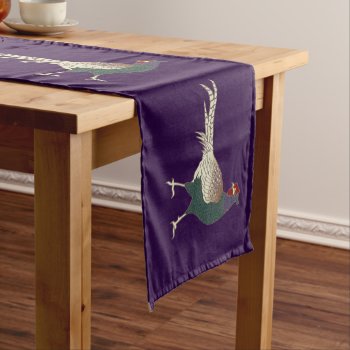 Retro Chic Pheasant Bird Purple Table Runner by Lighthouse_Route at Zazzle