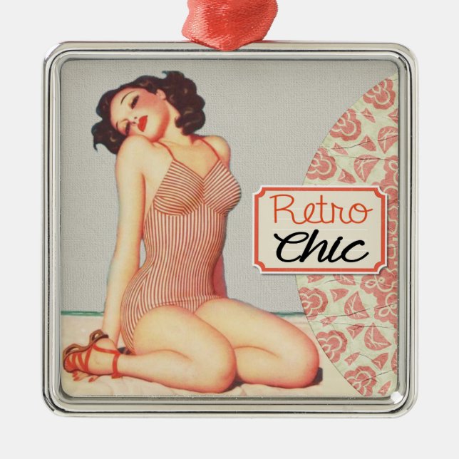 Retro Chic Pin Up Girl Christmas Ornament (Front)
