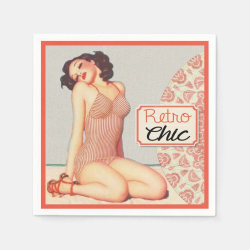 Retro Chic Pin Up Girl Cocktail Paper Napkins