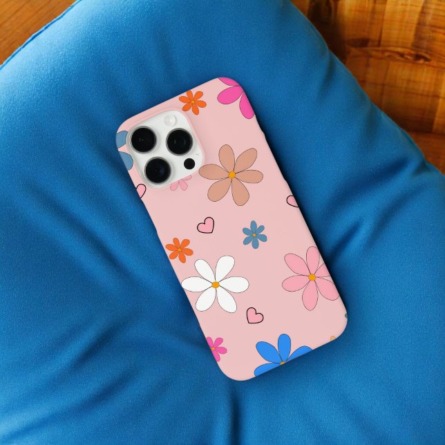 Retro Chic Pink Floral Pattern Whimsical Spring  Case-Mate iPhone Case (Creator Uploaded)