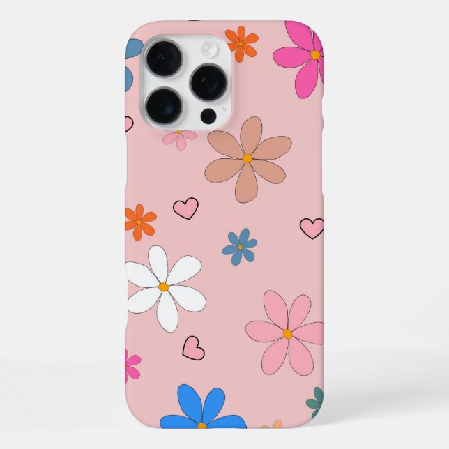 Retro Chic Pink Floral Pattern Whimsical Spring  Iphone Case (Back)