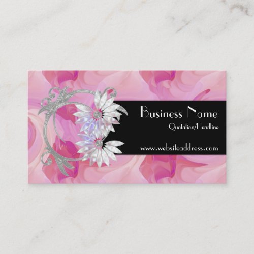 Retro Chic Pink Swirls Pearl Jewel Business Cards