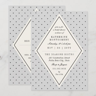 Retro Chic Polka Dot Elegant Diamond Bridal Shower Invitation