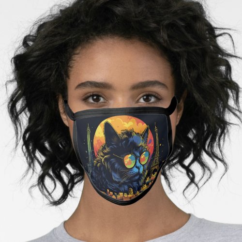 Retro Chic Pop Art Parisian Feline Face Mask