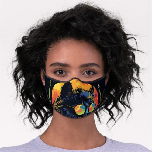 Retro Chic Pop Art Parisian Feline Premium Face Mask