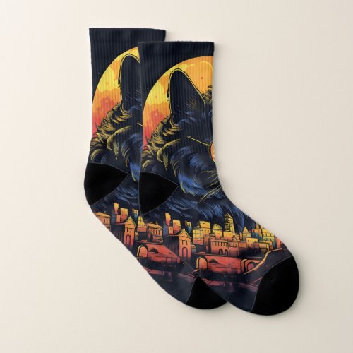 Retro Chic Pop Art Parisian Feline Socks