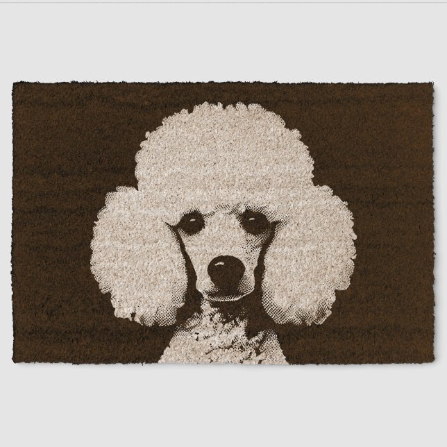 Retro Chic Pop Art Poodle Fiber Doormat (Front)