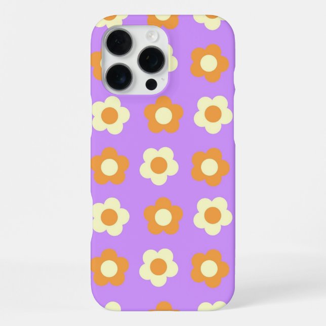 Retro Chic Purple & Orange Floral Pattern  Iphone Case (Back)