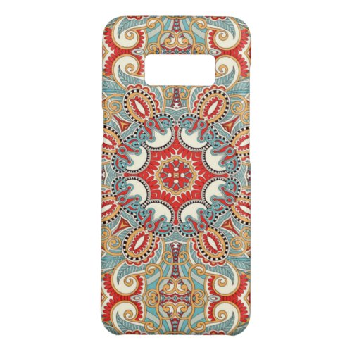 Retro Chic Red Teal Pretty Floral Mosaic Pattern Case_Mate Samsung Galaxy S8 Case