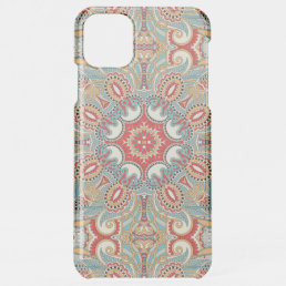 Retro Chic Red Teal Pretty Floral Mosaic Pattern iPhone 11 Pro Max Case