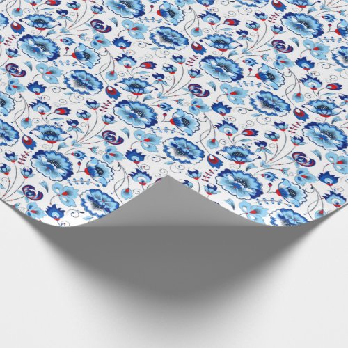 Retro Chic Russian Christmas Khokhloma Gift Wrapping Paper