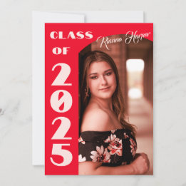 Retro Chic Script Class Of 2025 Photo Open House Invitation