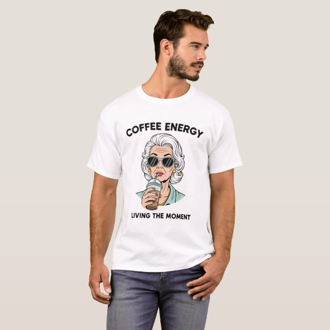 Retro Chic Senior Woman Iced Coffee Tees (Front Full)