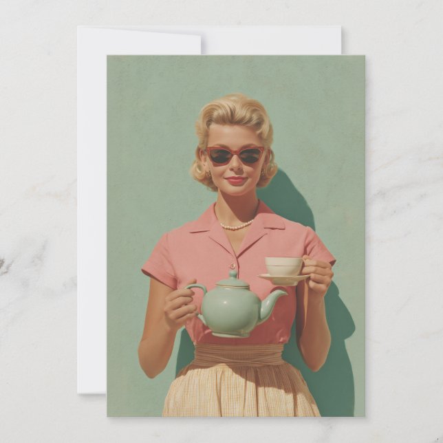 Retro Chic Tea Party Invitation (Front)
