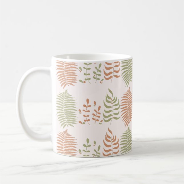 Retro Chic Terracotta Green Leaves Vibrant Y2K  Coffee Mug (Left)