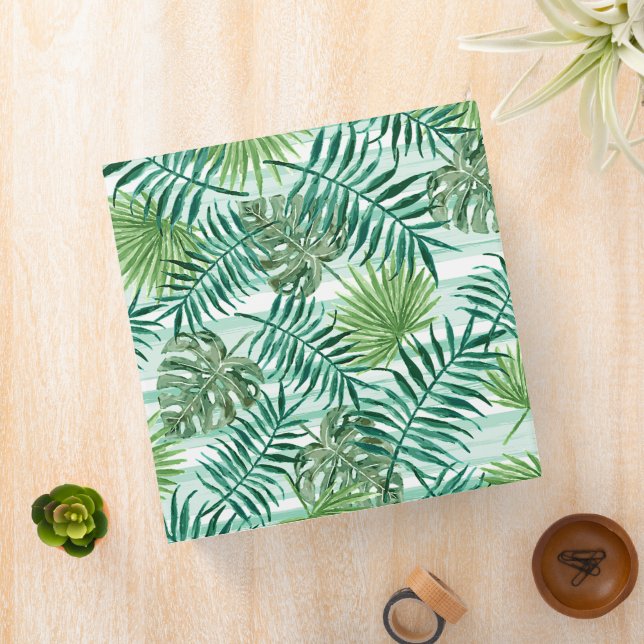 Retro Chic Tropical Green Palm Tree Leaves Foliage Binder (In Situ)