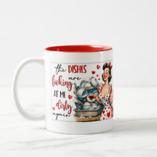 Retro Chic: Vintage Pop Art Funny Humor Quote Two-Tone Coffee Mug