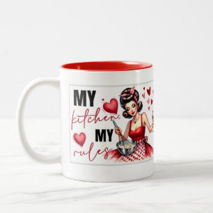 Retro Chic: Vintage Pop Art Funny Humor Quote Two-Tone Coffee Mug