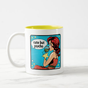 Retro Chic: Vintage Pop Art Inspirational Quote Two-Tone Coffee Mug
