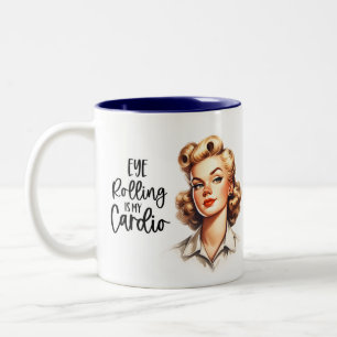 Retro Chic: Vintage Sarcastic 50s Woman Funny Two-Tone Coffee Mug