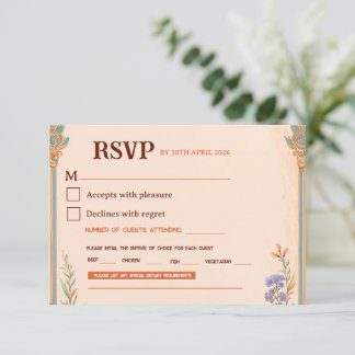 Retro Chic Wedding RSVP Card