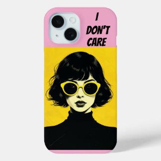 RETRO CHIC WOMAN, I don't care iPhone 15 Case