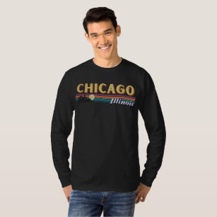 Retro Chicago City Stripes Illinois Vintage T-Shirt