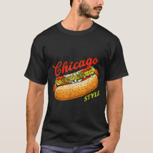 Retro Chicago Hot Dog Hotdog Tourist Summer Souven T-Shirt