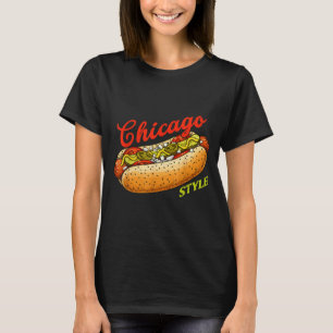 Retro Chicago Hot Dog Hotdog Tourist Summer Souven T-Shirt