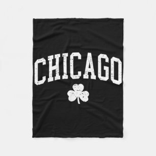 Retro Chicago Il St Patricks Day Lucky Clover Souv Fleece Blanket