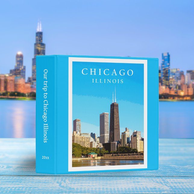 Retro Chicago Illinois City Skyline Scrapbook 3 Ring Binder (Creator Uploaded)