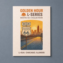 Retro Chicago Illinois Route 66 Start Landmark