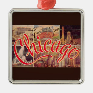 Retro Chicago  Metal Ornament