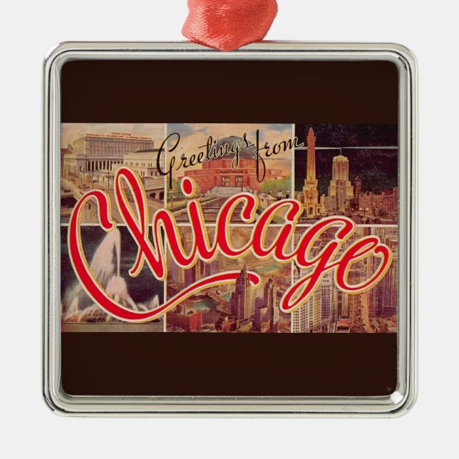 Retro Chicago  Metal Ornament (Front)