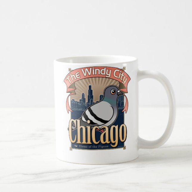 Retro Chicago Pigeon Coffee Mug (Right)