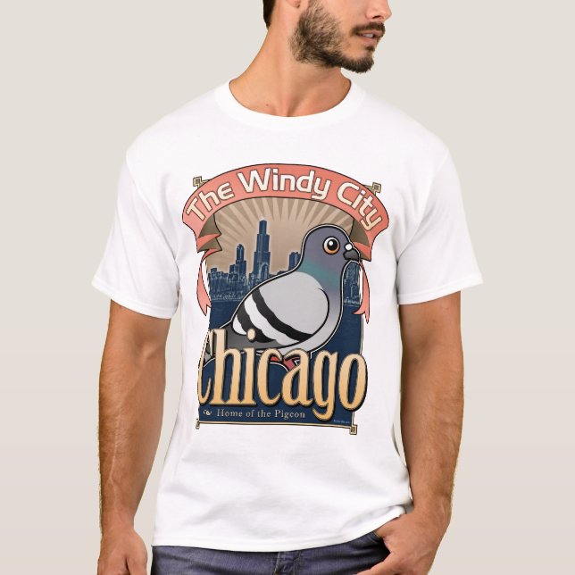 Retro Chicago Pigeon T-Shirt (Front)