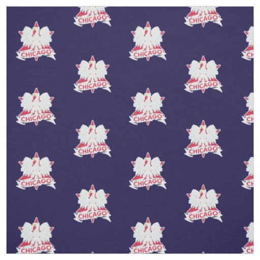 Retro Chicago Polish White Eagle Star Fabric