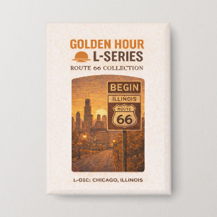 Retro Chicago Route 66 Start Landmark Art Button
