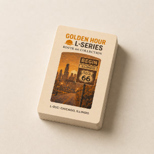 Retro Chicago Route 66 Start Landmark Art Poker Cards