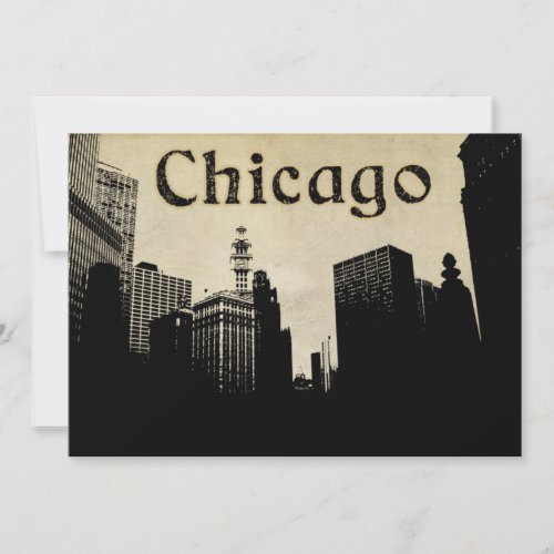 Retro Chicago Skyline Artwork Invitation