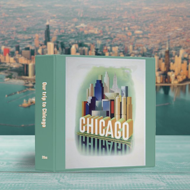 Retro Chicago Travel Poster Scrapbook Photo Album 3 Ring Binder (Creator Uploaded)